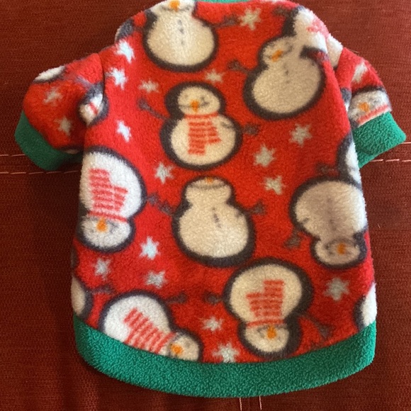 🆕🎅🏼🎄Fleece Dog Sweater:Snowmen with Green - Picture 3 of 4